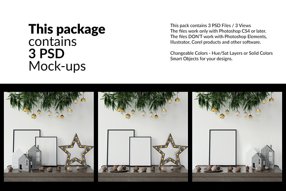 Christmas Frames & Wall Set in Print Mockups - product preview 1