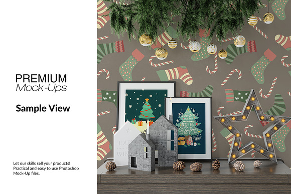 Christmas Frames & Wall Set in Print Mockups - product preview 13