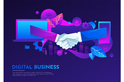 Business People Hand Shake Virtual