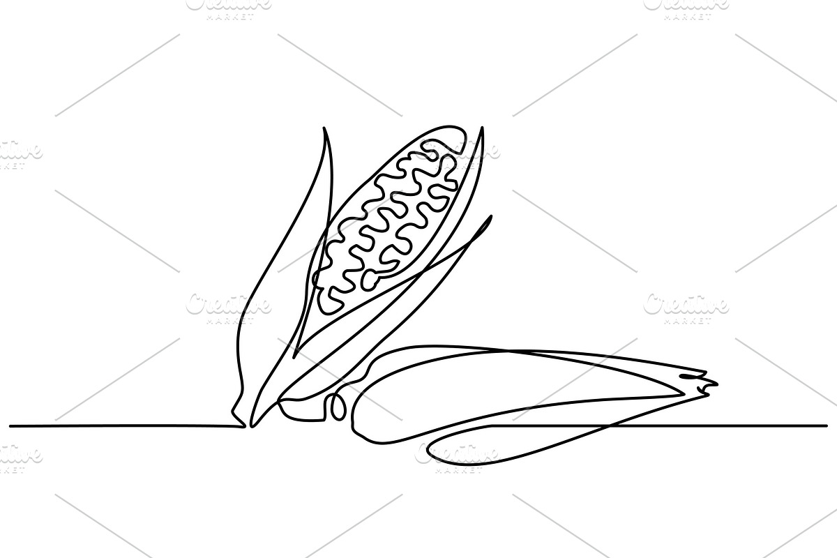 two corn one line drawing Vegetables in Illustrations - product preview 8