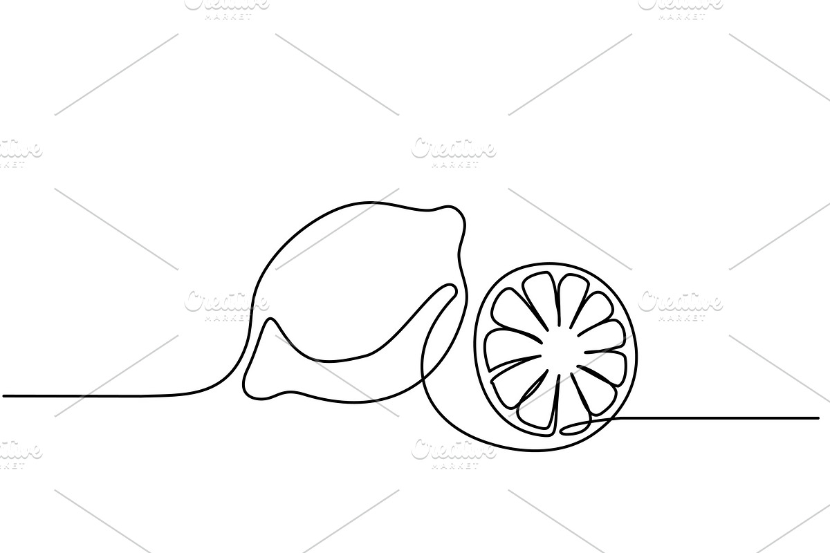 one line drawing Lemon lime in Illustrations - product preview 8