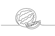 Continuous one line draw Watermelon