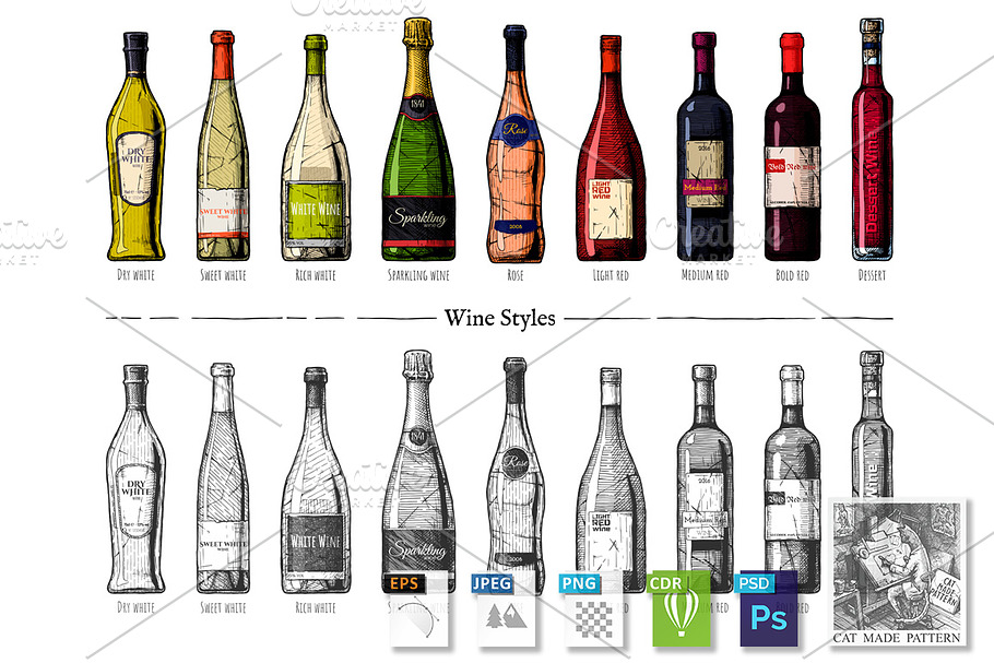 Types of Wine Bottles in Illustrations - product preview 8