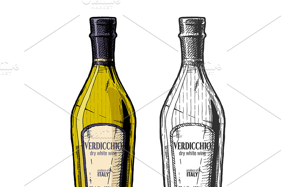 Verdicchio, dry white wine in Illustrations - product preview 8
