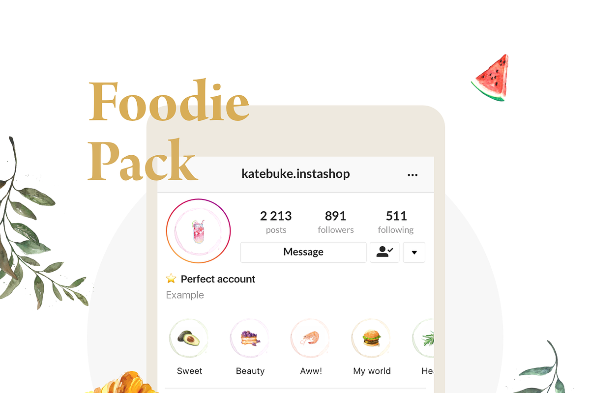 30 Icons Food Instagram Highlights Custom Designed Graphics