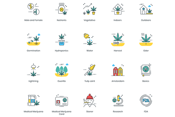 84 Marijuana & Weed Icons in Flat Icons - product preview 2