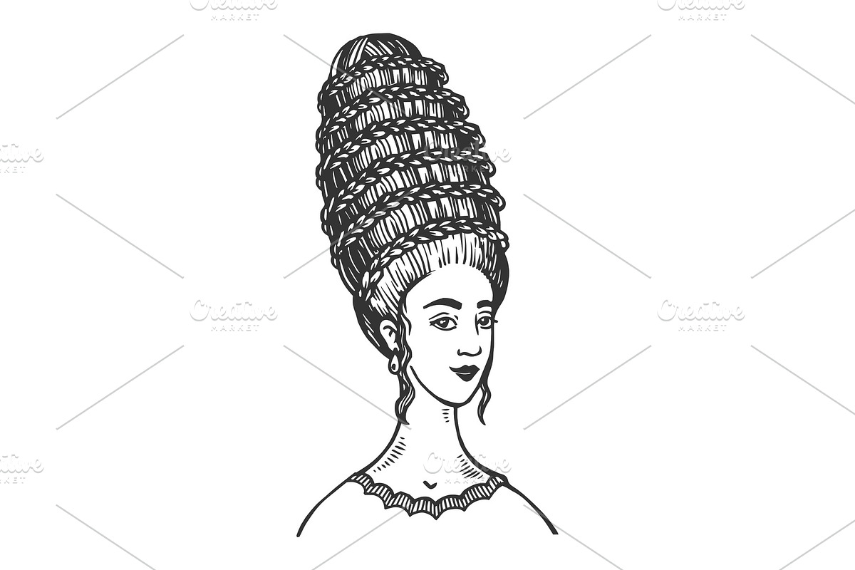 Woman with huge hair engraving in Illustrations - product preview 8