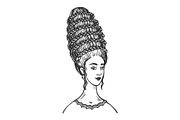 Woman with huge hair engraving