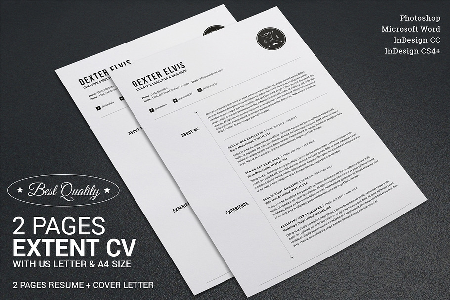2 Pages Full Extent Resume CV in Resume Templates - product preview 8
