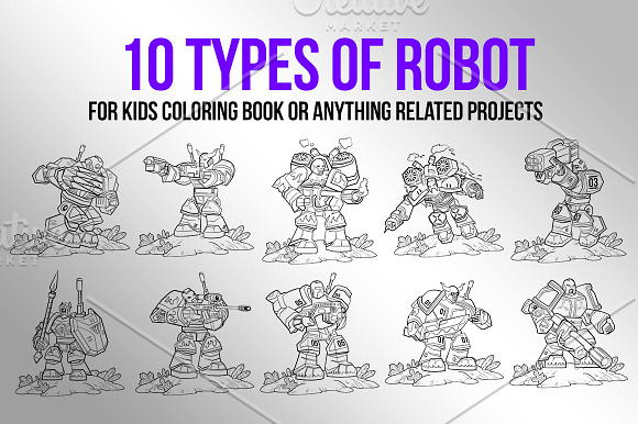 Robots Outline Vector Illustration in Illustrations - product preview 1