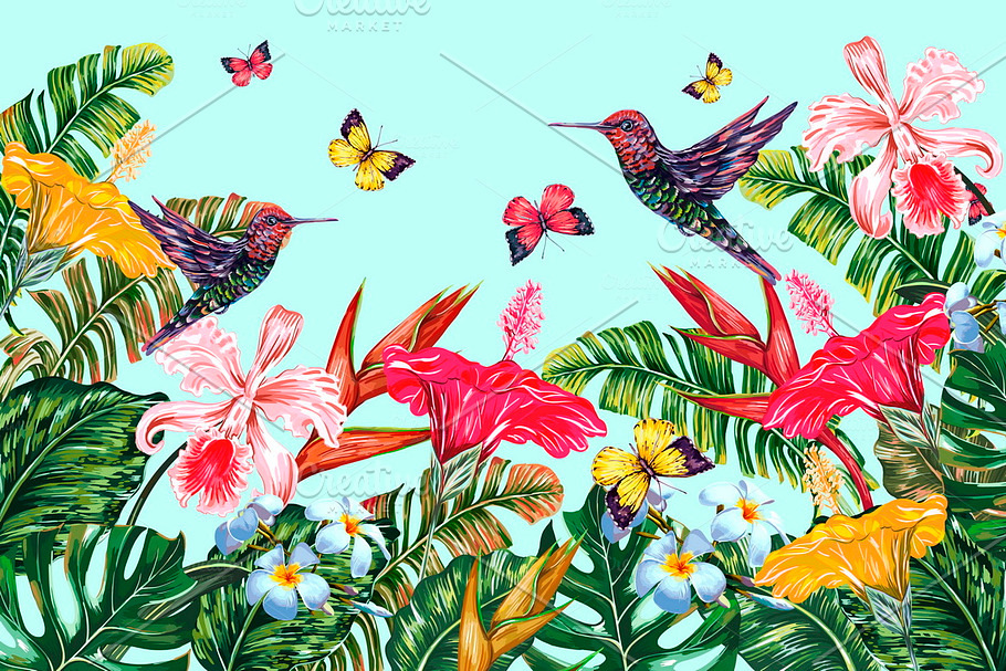 Tropical botanical illustrations