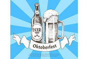 Oktoberfets Banner with Beer Bottle