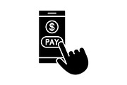 Online payment glyph icon