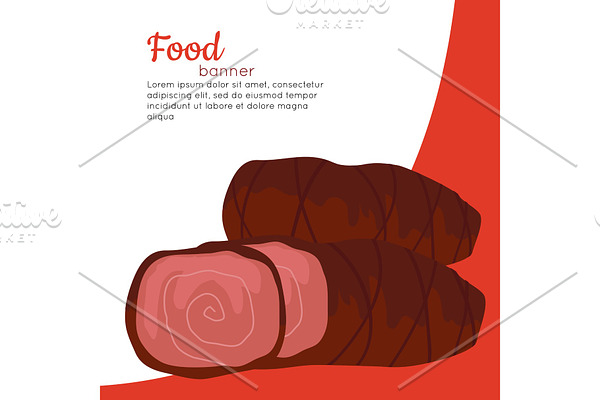 Food Banner. Grilled Delicious Meat