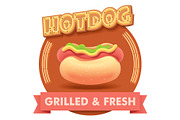 Vector hot dog illustration or label