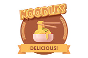 Vector Chinese noodles icon or label