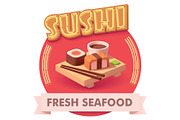 Vector sushi illustration or label