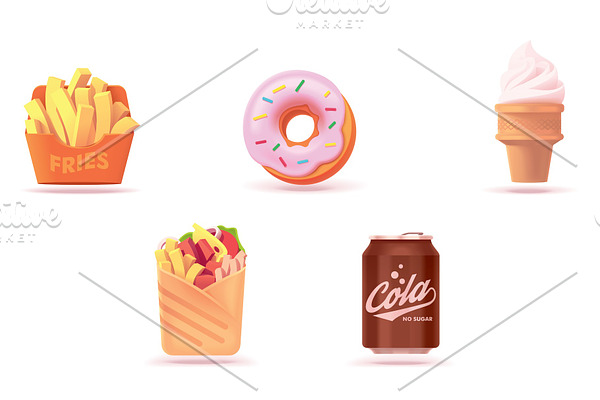 Vector fast food icon set