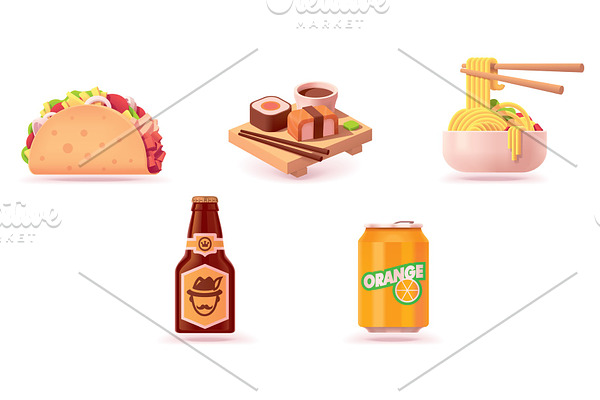 Vector fast food icon set