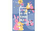 Poster with cute animals in love