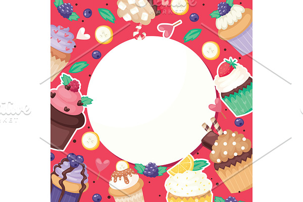 Cupcake poster pattern cute cake