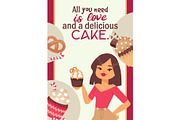 Cupcake poster design bakery cake