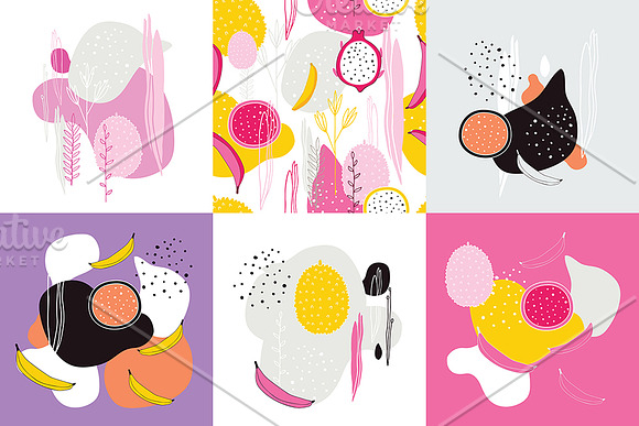 19 Fruit seamless pattern banner set in Illustrations - product preview 2
