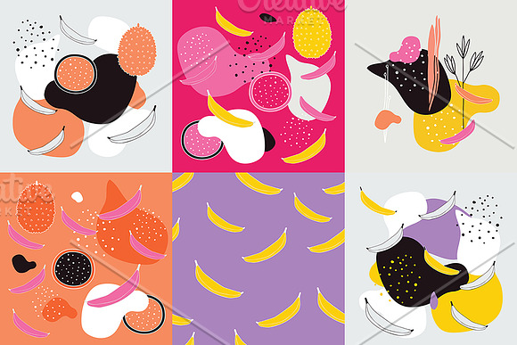 19 Fruit seamless pattern banner set in Illustrations - product preview 3