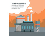 Air Pollution Banner. Factory with