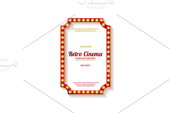 Retro cinema bulb sign shapes in Graphics - product preview 2