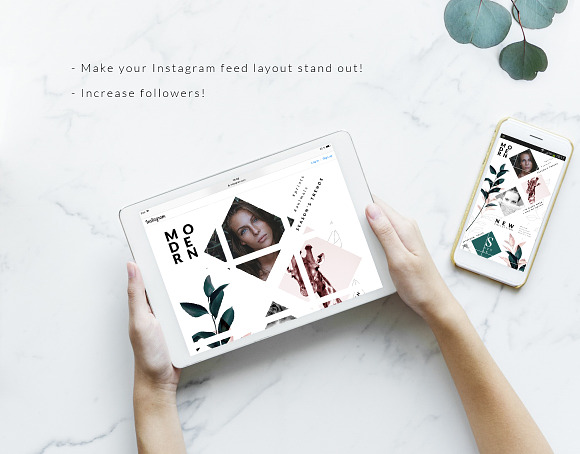 Instagram PUZZLE template -Botanical in Instagram Templates - product preview 1