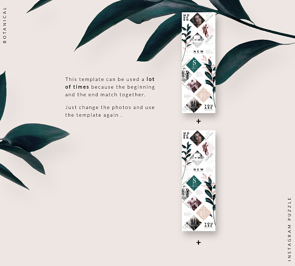 Instagram PUZZLE template -Botanical in Instagram Templates - product preview 3