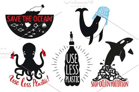 Save the ocean ecology set in Illustrations - product preview 1