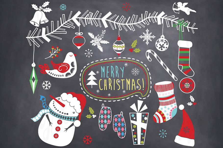 Chalkboard Christmas Ornaments in Illustrations - product preview 8