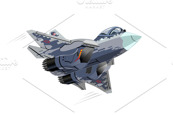 Cartoon Military Stealth Jet Fighter