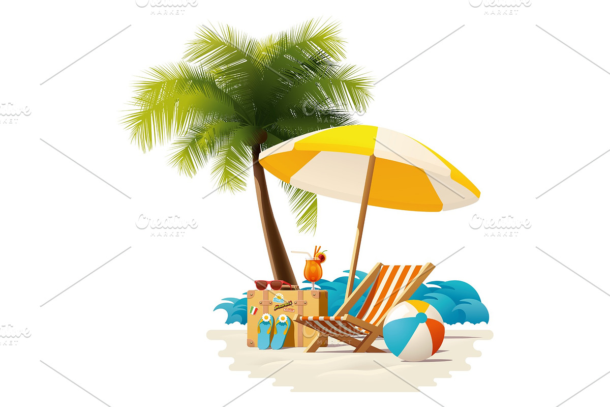 Vector summer beach vacation in Objects - product preview 8