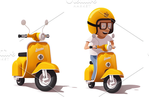 Vector vintage yellow scooter
