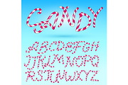 Candy cane Font. Sweet comic