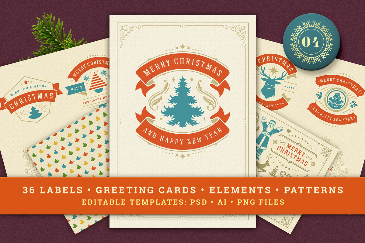 Christmas Retro Design Bundle in Illustrations - product preview 8