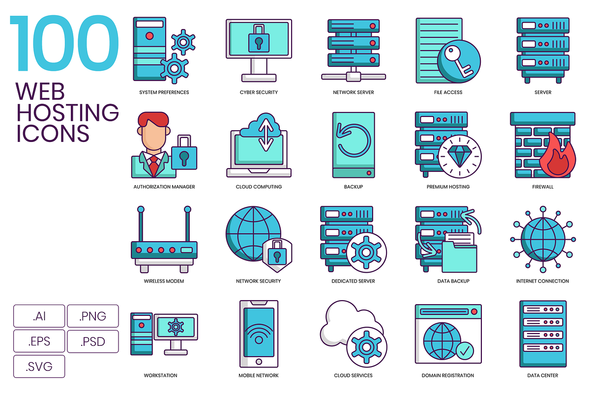 100 Web Hosting Icons in Server Icons - product preview 8