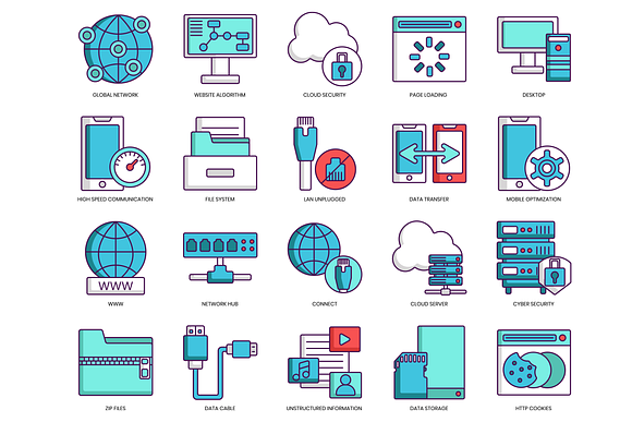 100 Web Hosting Icons in Server Icons - product preview 1
