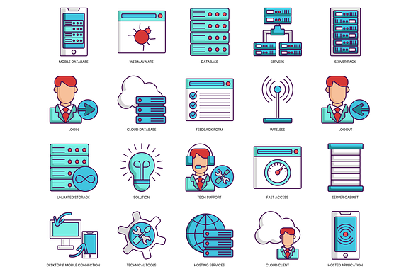 100 Web Hosting Icons in Server Icons - product preview 3