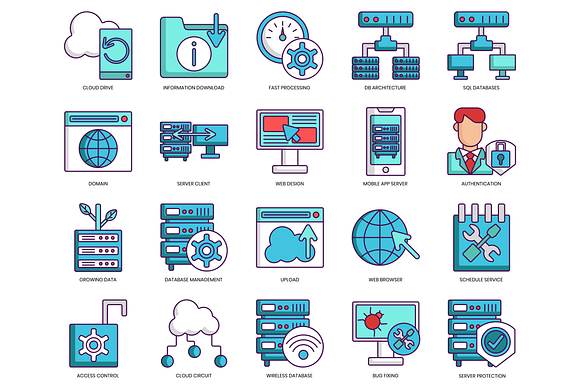 100 Web Hosting Icons in Server Icons - product preview 4