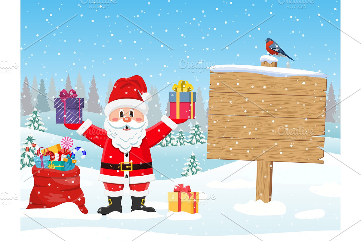 Santa Claus with gift bag in Illustrations - product preview 8