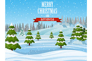 Christmas landscape background with
