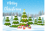 Christmas landscape background with