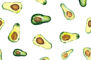 Avocado seamless pattern, watercolor