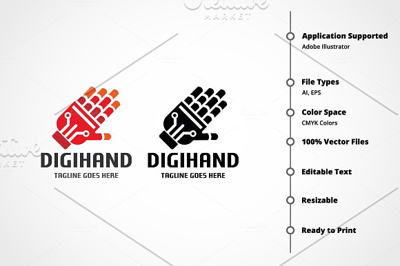 Digital Hand Logo in Logo Templates - product preview 6