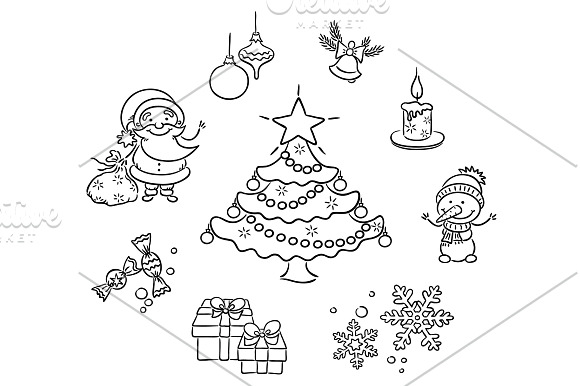 Cartoon Christmas set in Illustrations - product preview 1