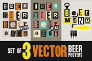 Beer Menu typography grunge posters.